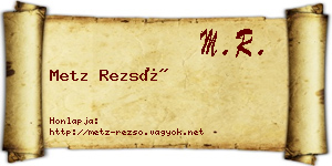 Metz Rezső névjegykártya